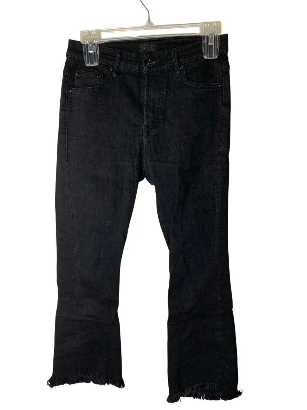 Mother Insider Crop Step Fray Speed Racer jeans black women's size 27